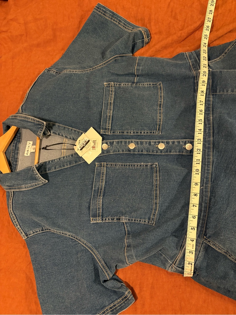 Ava & Viv Blue Denim Shirt Mini Romper SZ 2X NWT - Picture 8 of 12
